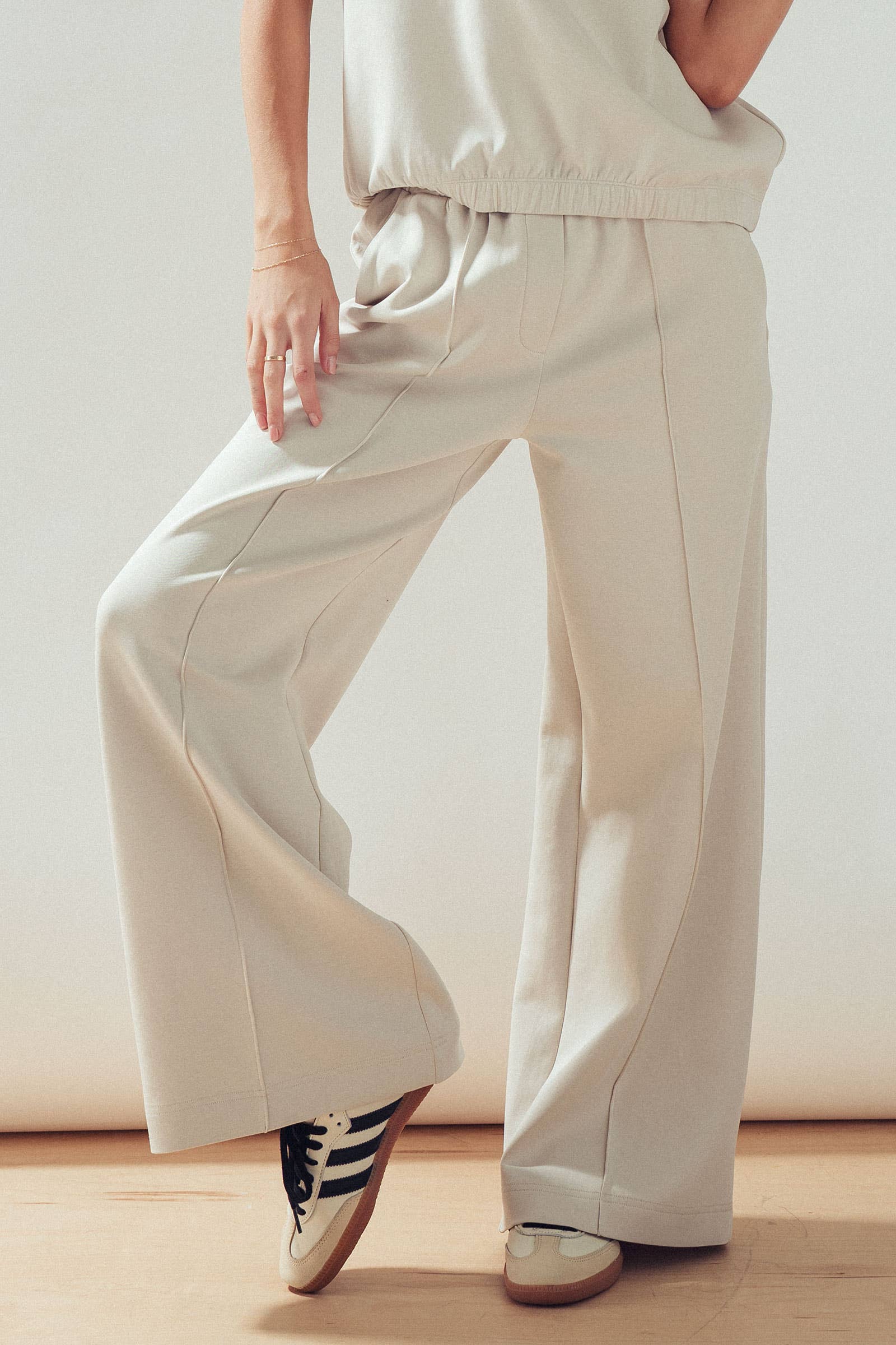 Seamed Front Wide Leg Lounge Pants