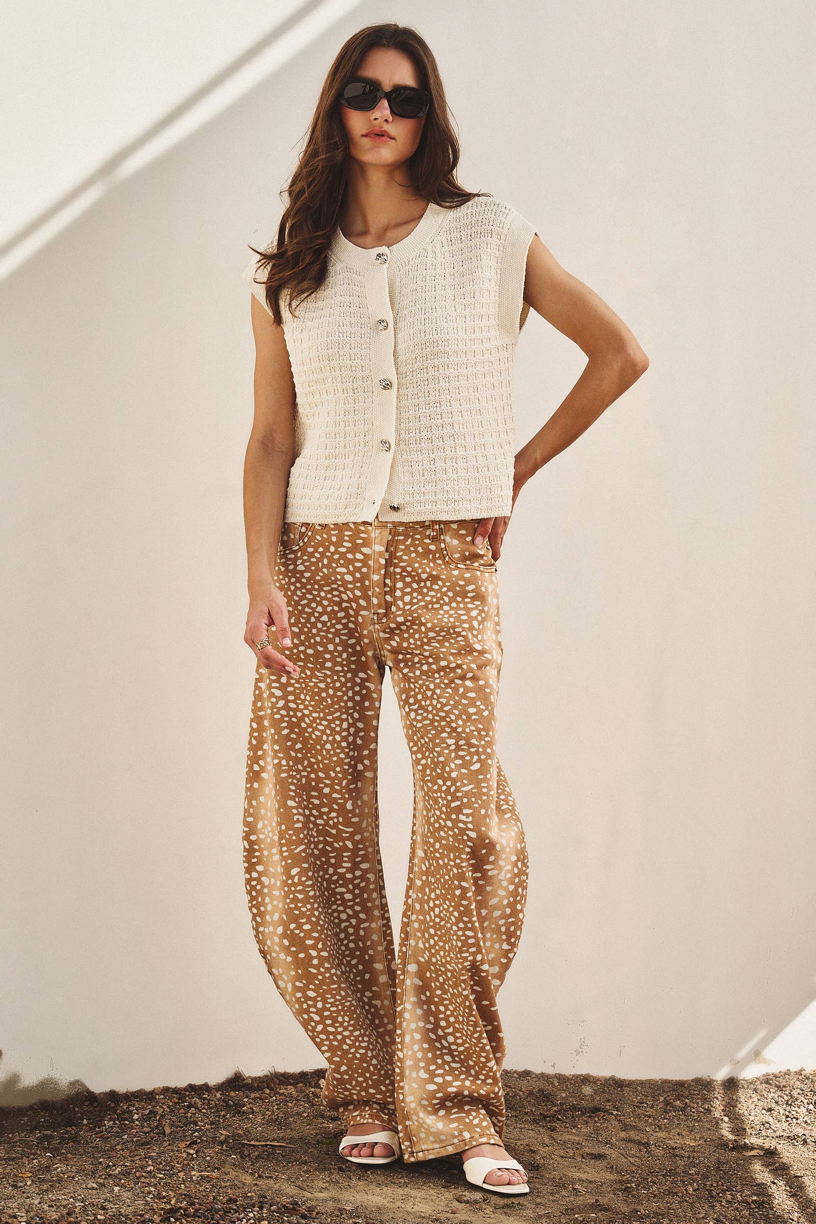 Textured Knit Button-Front Vest
