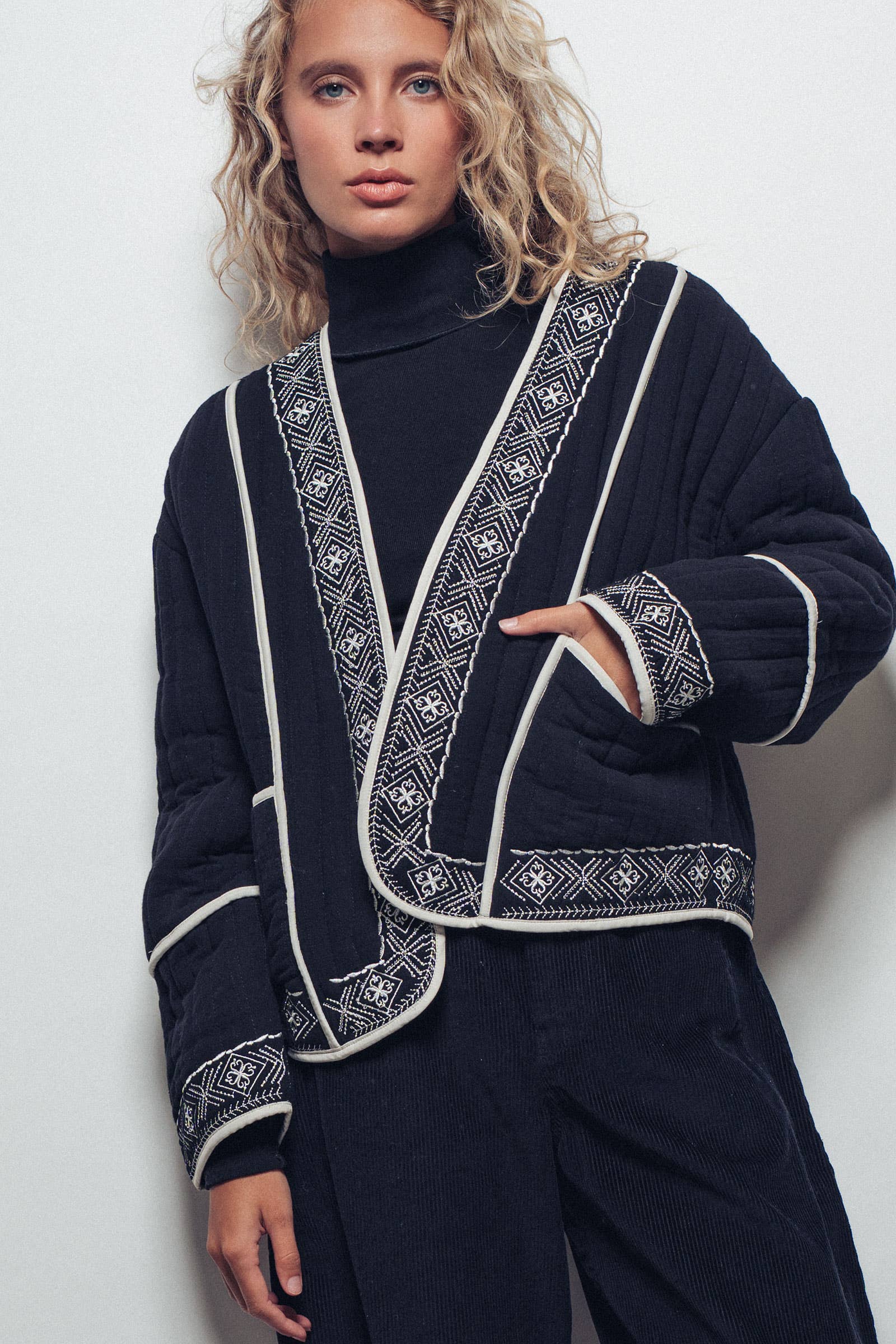 Boho Embroidered Quilted Western Cropped Jacket