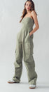 Urban Daizy Strapless Wide Leg Cargo Pocket Artisanal Jumpsuit Moss Jumpsuit - Women's (UDZ-JR-00002) – alternate view 3