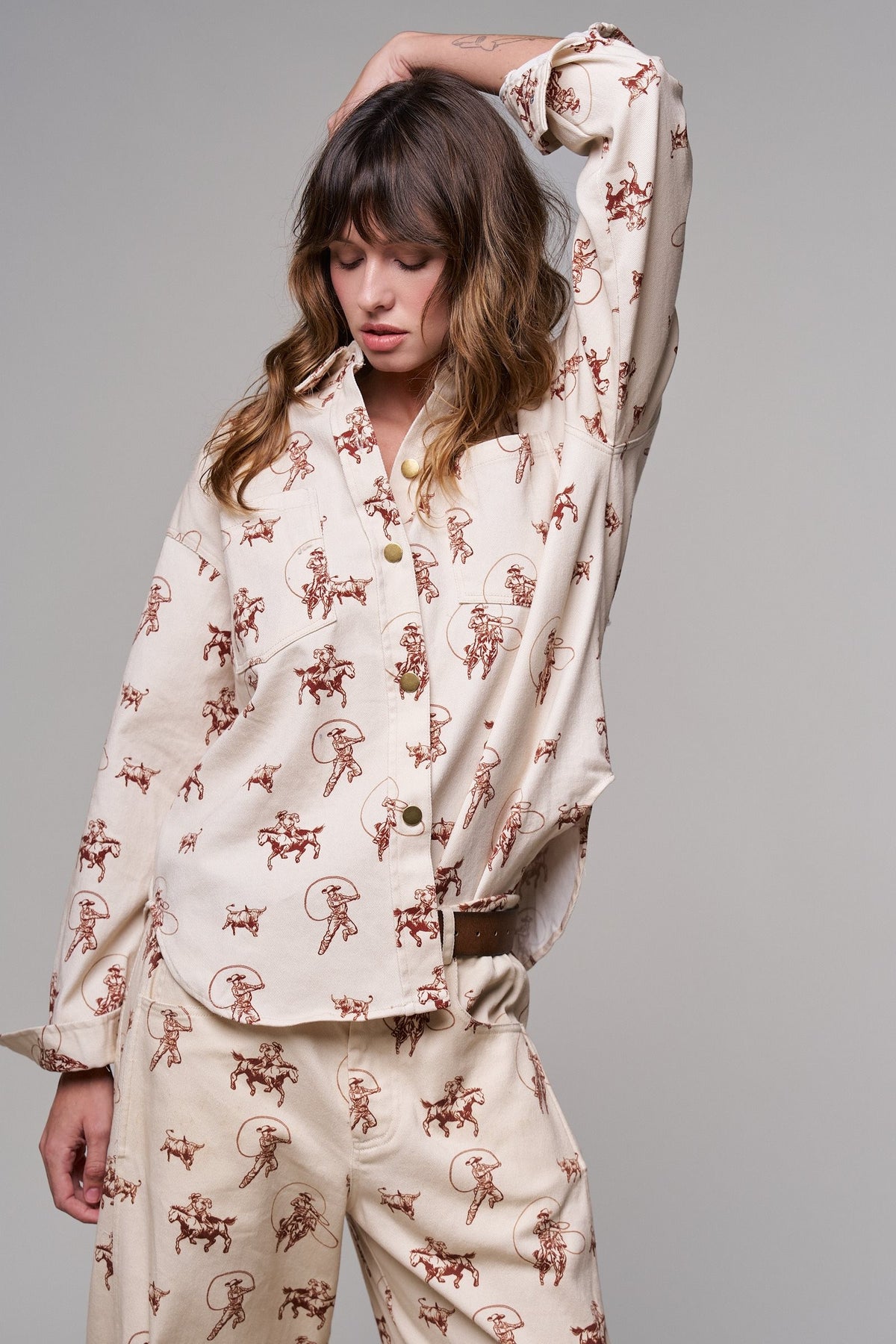 Rodeo Roundup Western Button-Up in IVORY - Women's Shackets | Urban Daizy