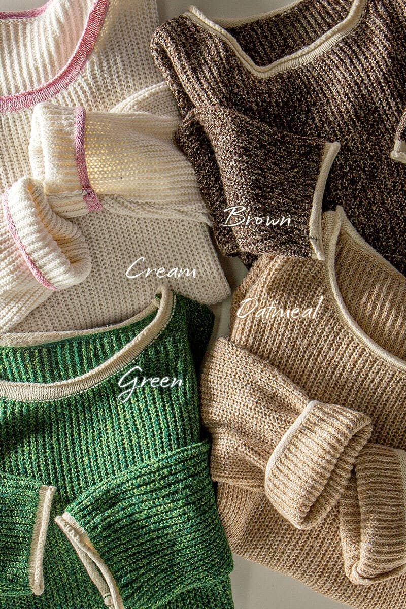 Bounded Contrast Trim Knit Sweater