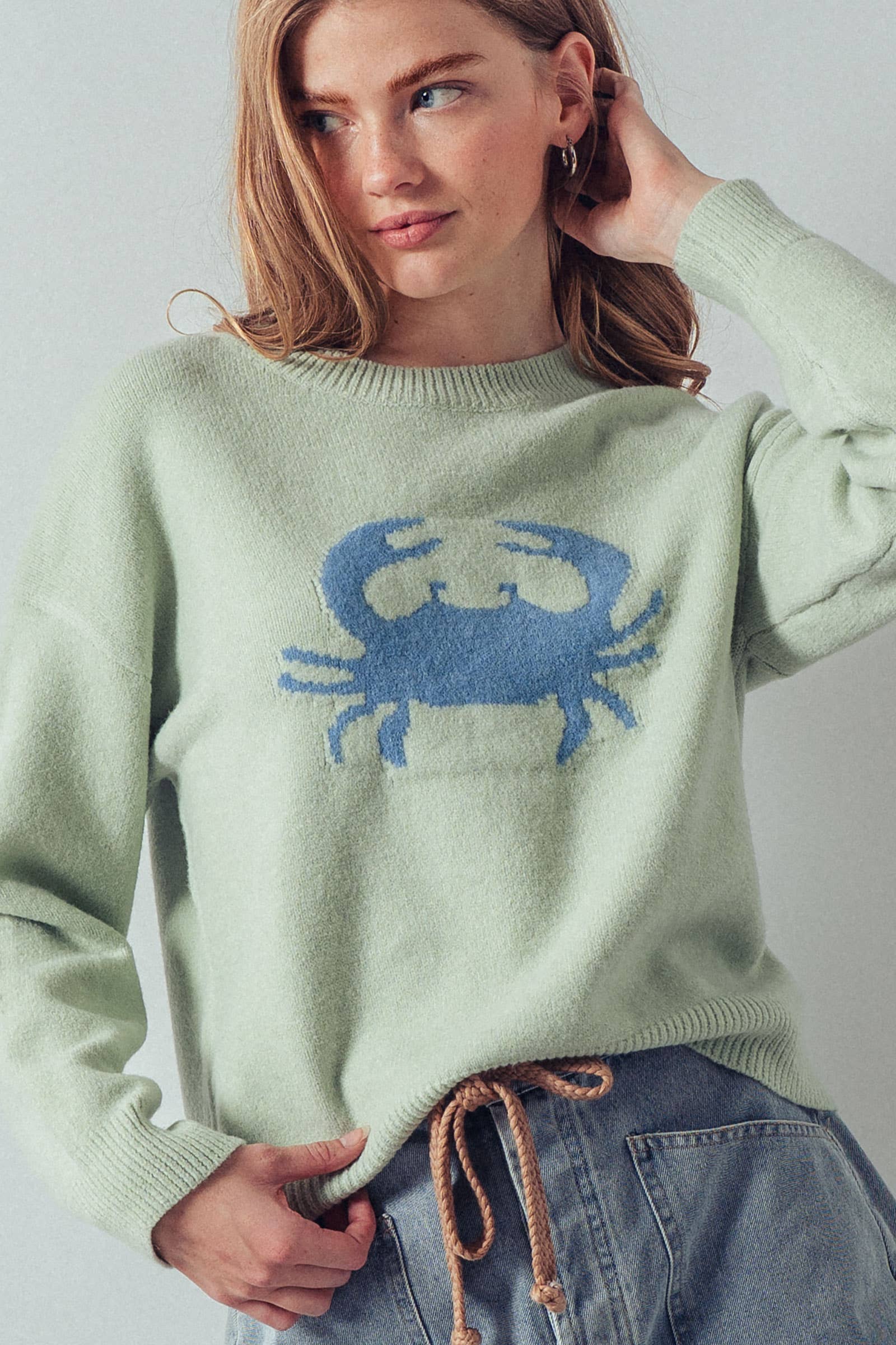 Crab Graphic Relaxed Knit Sweater