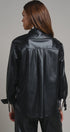 Faux Leather Pocket Shirt with Snap Closure