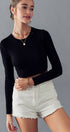 Urban Daizy Essential Fitted Long Sleeve Crew Crop Top Ivory Knit Top - Women's (UDZ-TP-00031) – alternate view 10