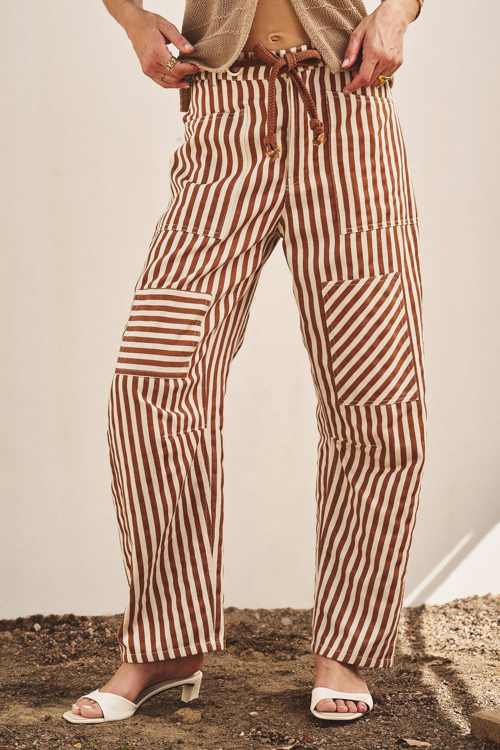 Railroad Striped Patch Pocket Spring Utility Pants