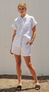 Coastal Ease Linen Short Sleeve Shirt in WHITE - Women's Tops | Urban Daizy