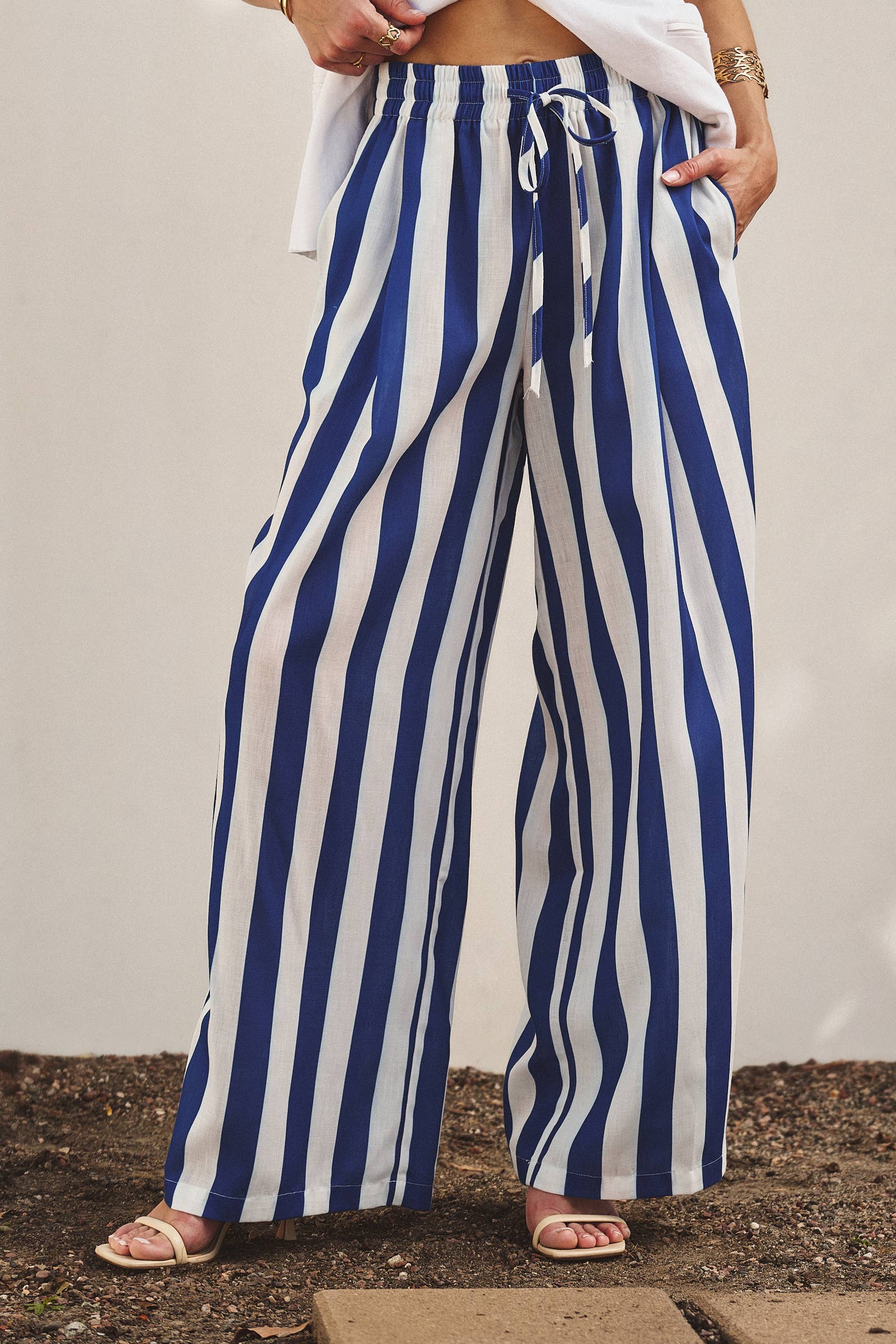 Breezy Linen-Blend Striped Wide-Leg Pants