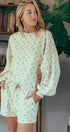 Urban Daizy Floral Balloon Sleeve Sweatshirt and Shorts Set Creamy-Beige Lounge Set - Women's (UDZ-AC-00210) – alternate view 5