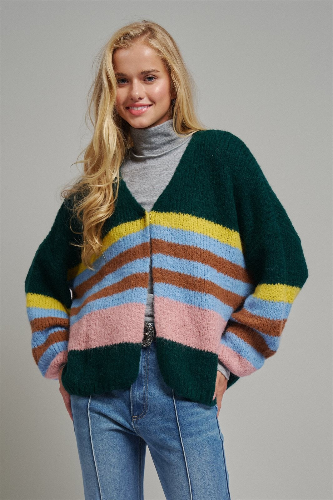 Statement Multi-Color Stripe Cardigan