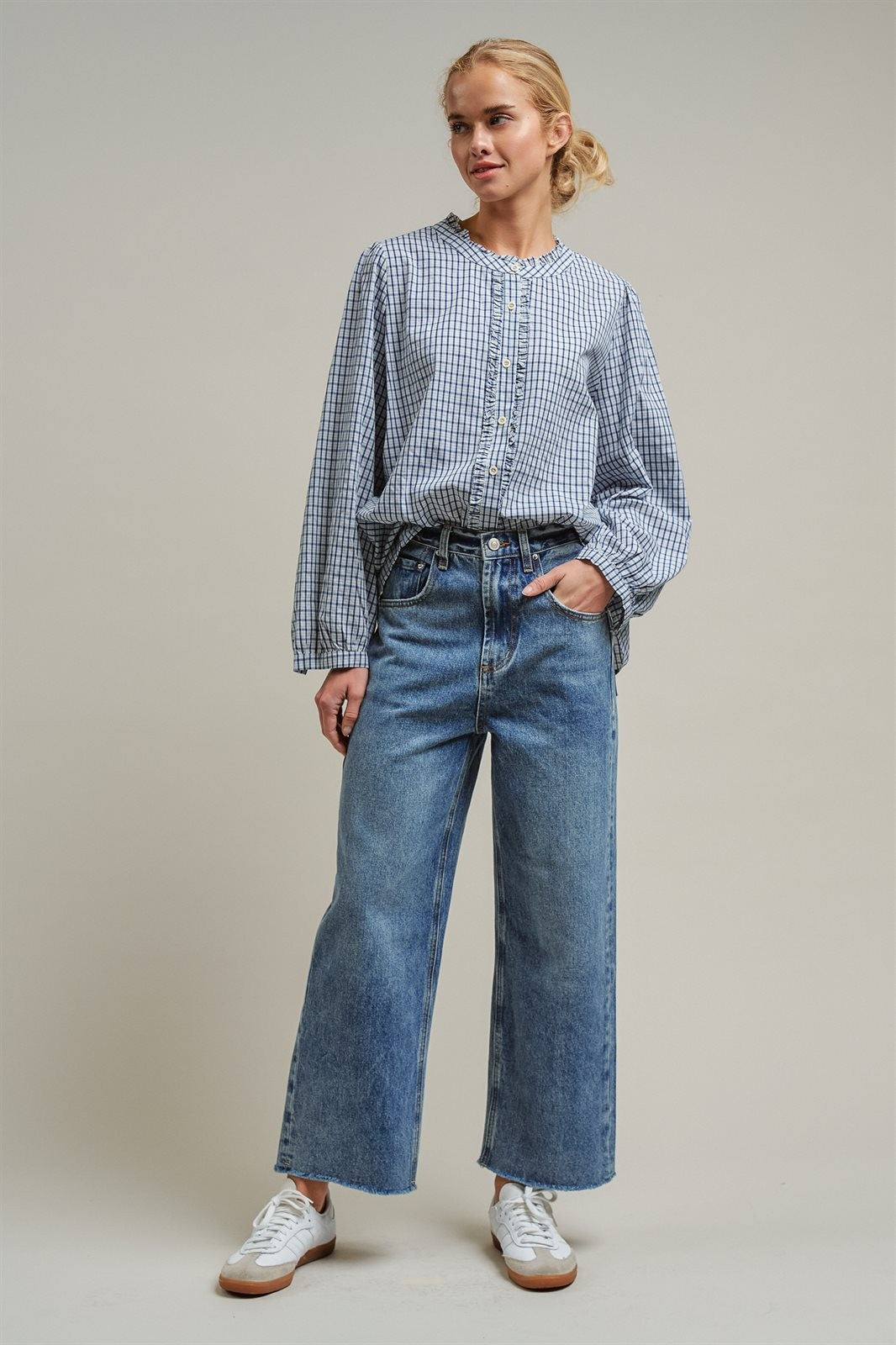 Wide Leg High Waist Denim Jeans in DENIM - Women's Straight Jeans | Urban Daizy