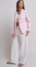 Pinstripe Single-Button Notch Lapel Blazer in LT PINK - Women's Fashion | Urban Daizy