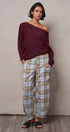 Plaid Barrel Pants Patchwork Western Boho Wide Trousers in GREY - Women's Casual Pants | Urban Daizy