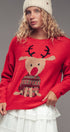 Urban Daizy Rudolph Reindeer Knit Crewneck Sweater Grey Knit Sweater - Women's (UDZ-KN-00538) – alternate view 2