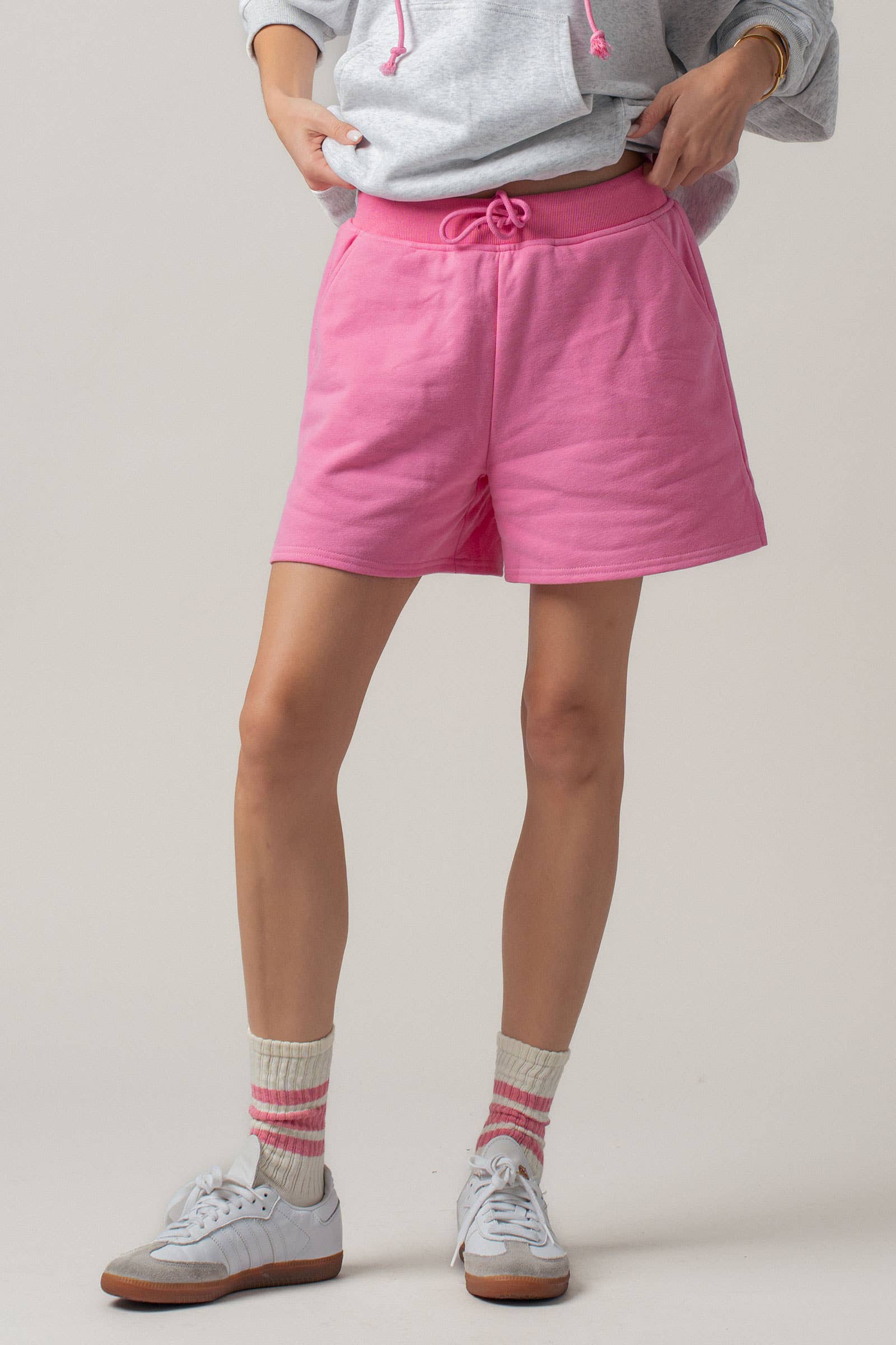 Urban Daizy Drawstring Sweat Shorts Side Slit Pink Shorts - Women's (UDZ-PT-00483) – alternate view 18