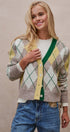 Vintage Pastel Argyle Back to School Cardigan in Preppy Old  in GREEN - Women's Cardigans & Shrugs | Urban Daizy