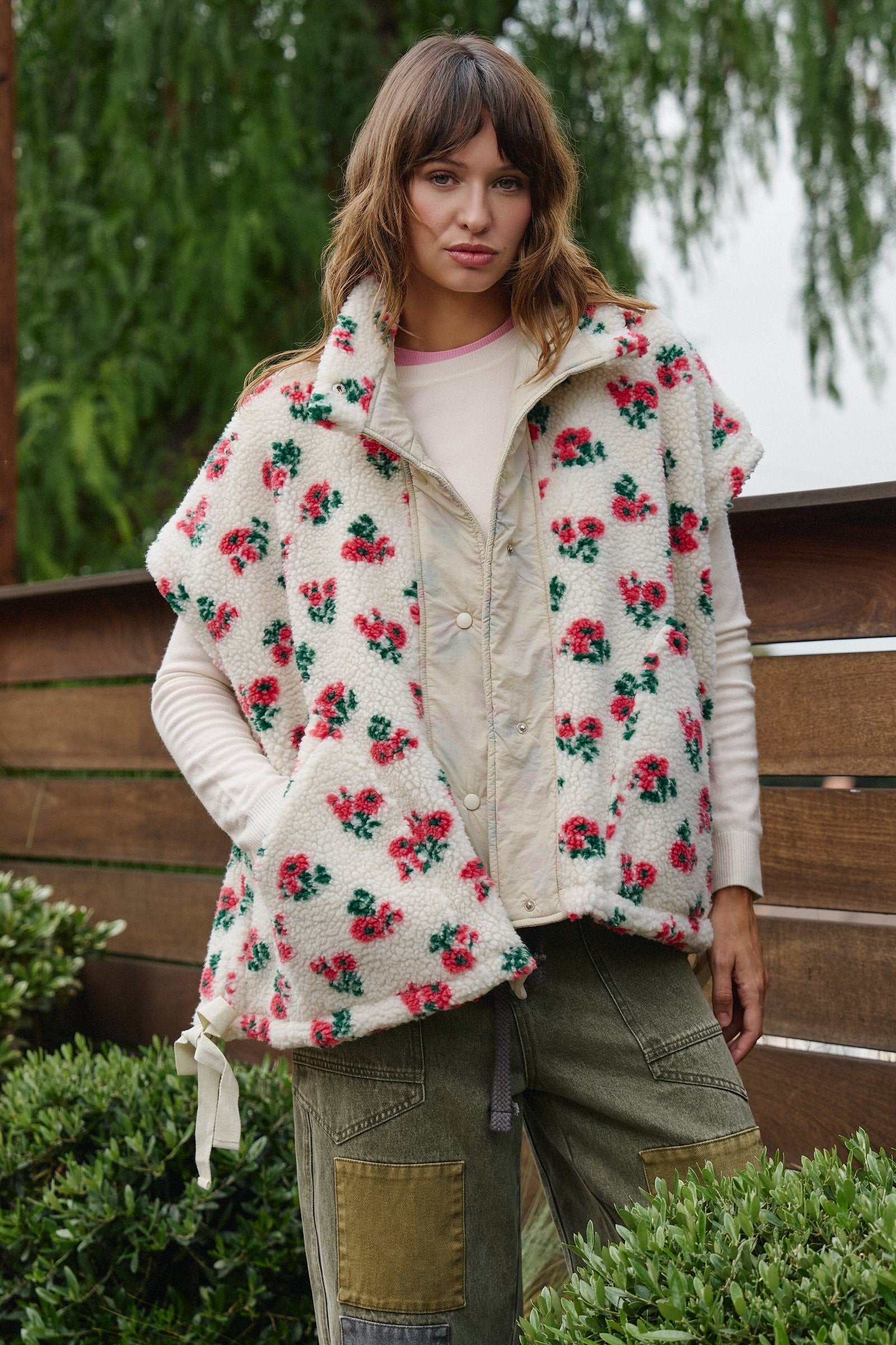 Painted Garden Fuzzy Vest in PRINT - Women's Vests | Urban Daizy