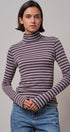 Contrast Seam Turtleneck Knit Top