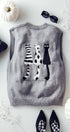Urban Daizy Cat Print Knit Sweater Vest Grey Sweater Vest - Women's (UDZ-TP-00814) – alternate view 2
