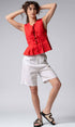 Urban Daizy Pleated Bow Front White Top Ivory Blouse - Women's (UDZ-DR-00389) – alternate view 21