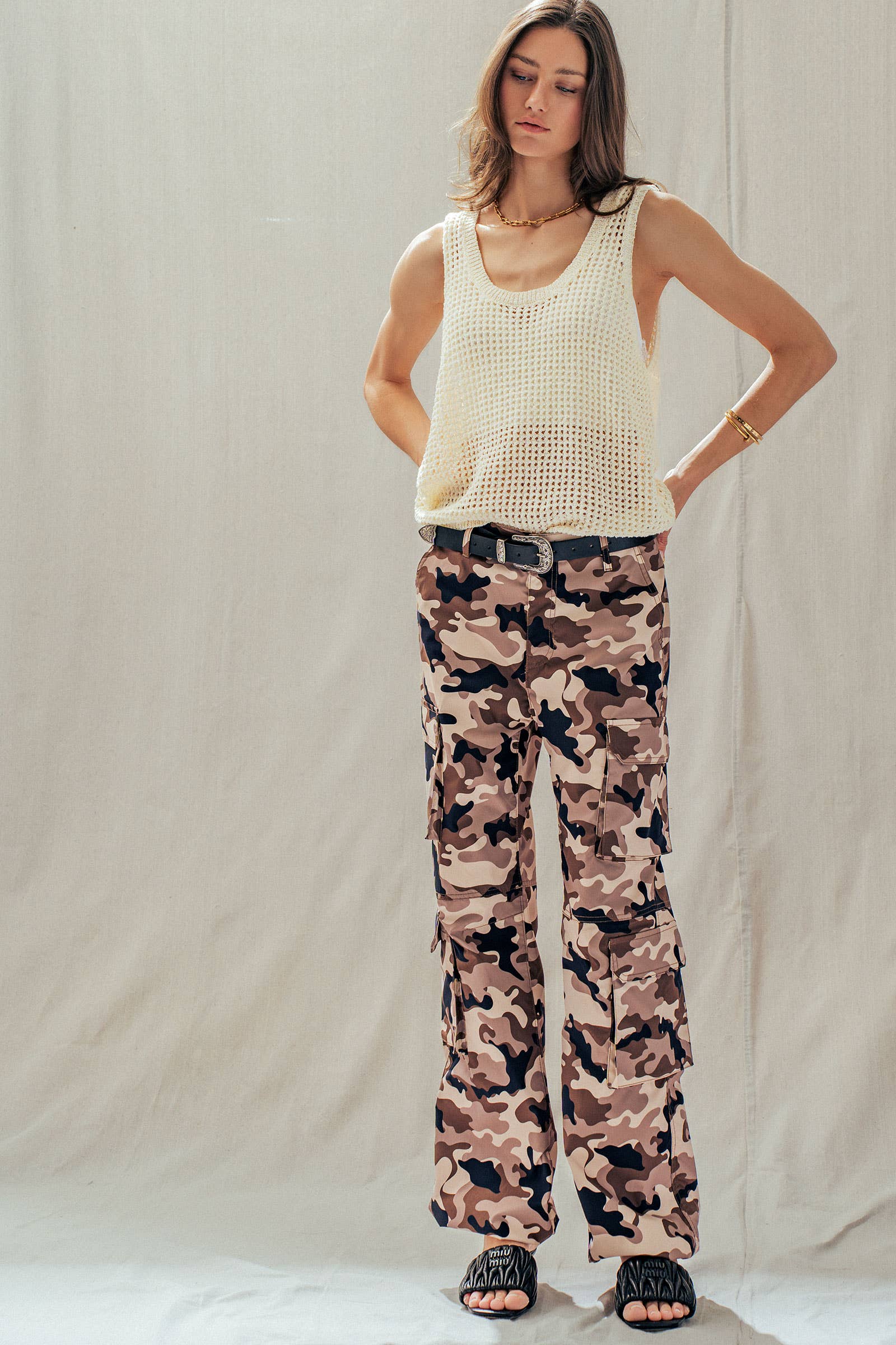Relaxed Open-Knit Sleeveless Sweater Tank