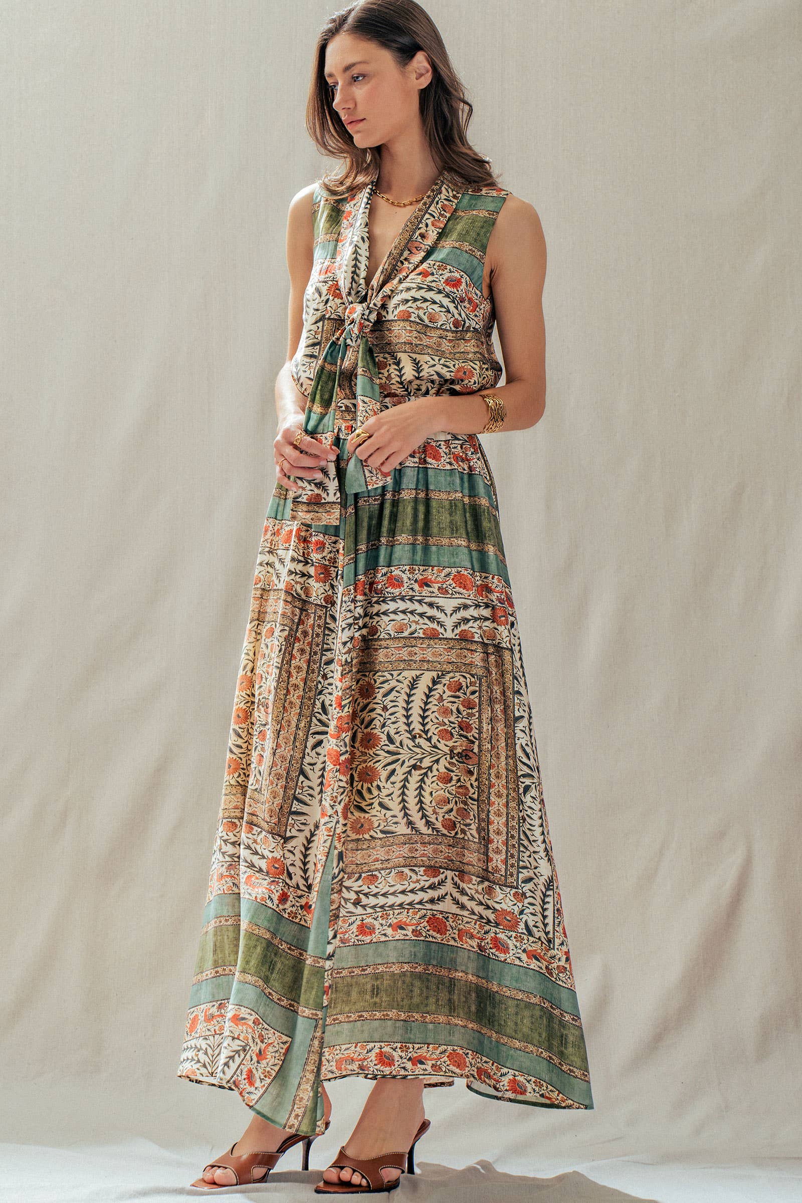 Urban Daizy Botanical Bird Print Tencel Blend Maxi Skirt Multi Skirt - Women's (UDSK0101-Multi) – alternate view 9