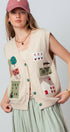 Urban Daizy Boho Graphic Knit Vest with Patch Pockets Oatmeal Sweater Vest - Women's (UDZ-KN-01039) – alternate view 13