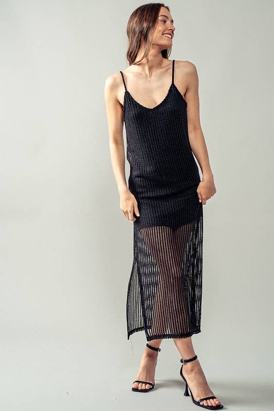 Urban Daizy Crochet Knit Strappy Lined Maxi Dress Black Dress - Women's (UDZ-DR-00199) – alternate view 14