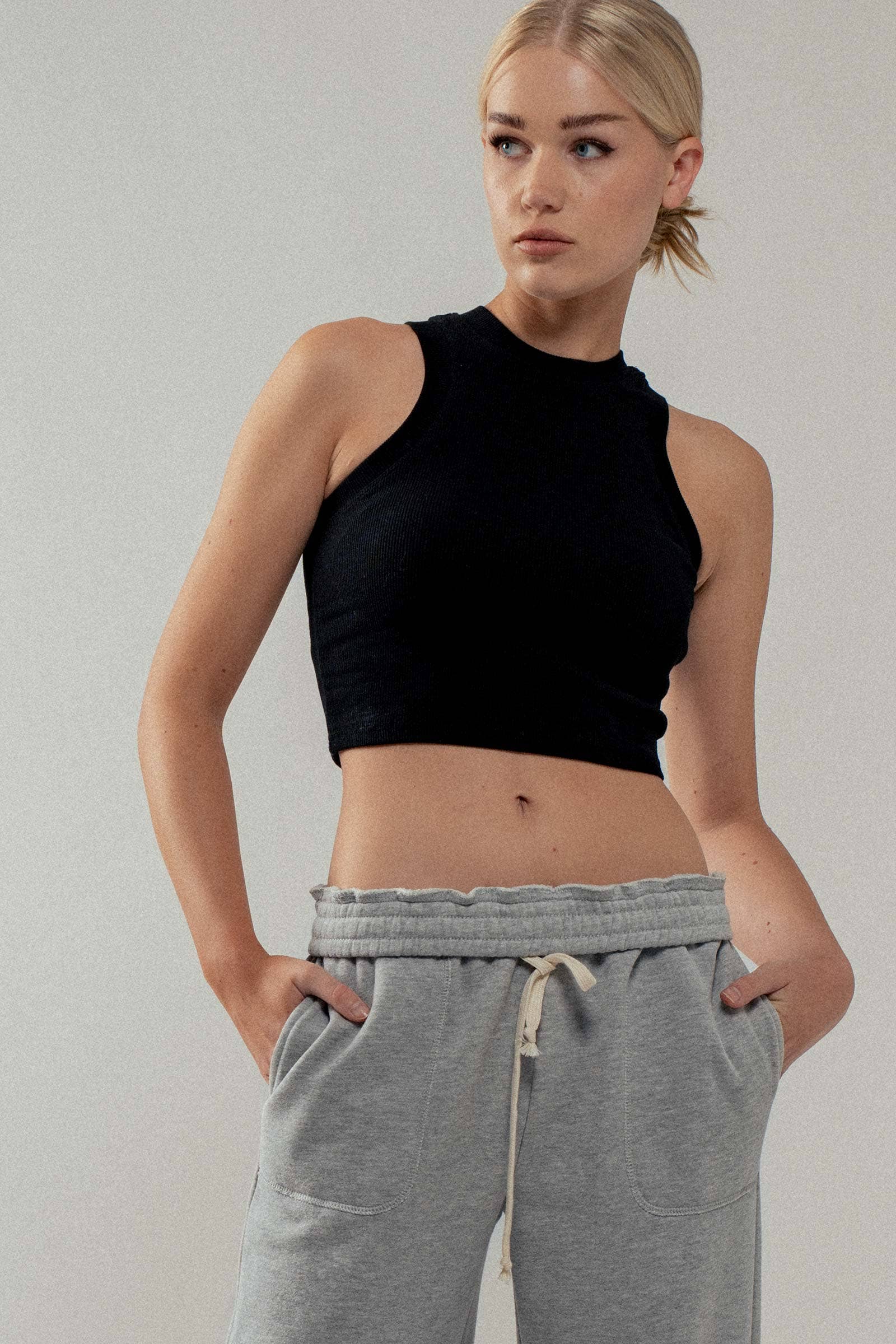 Urban Daizy Rib Knit Halterneck Sleeveless Tank Top Black Tank Top - Women's (UDZ-TP-00517) – alternate view 15