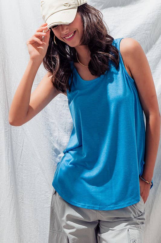 Urban Daizy Essential Scoop Neck Modal Babydoll Tank Top Baby-Blue Tank Top - Women's (UDZ-TP-00024) – alternate view 2