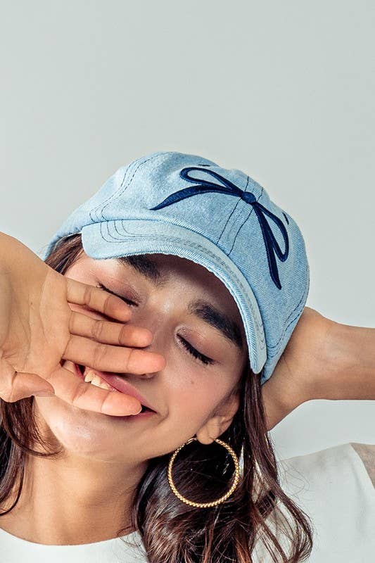 Embroidered Bow Detail Relaxed Baseball Cap