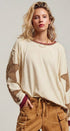 Urban Daizy Raw Seam Star Patch Slouchy Knit Top Brown Knit Top - Women's (UDTP1432-Brown) – alternate view 14