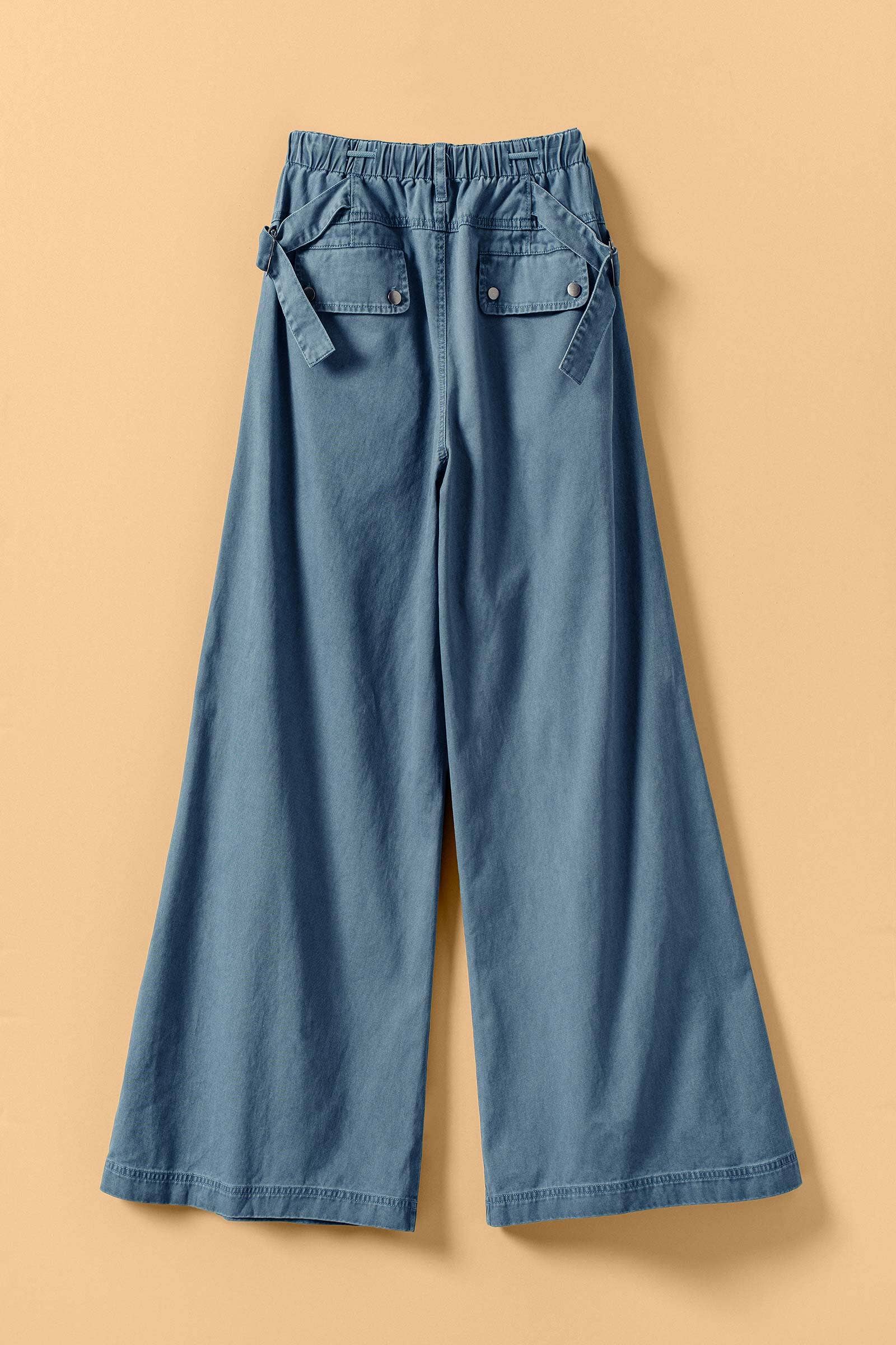 Wide-Leg Drawstring Denim Pants