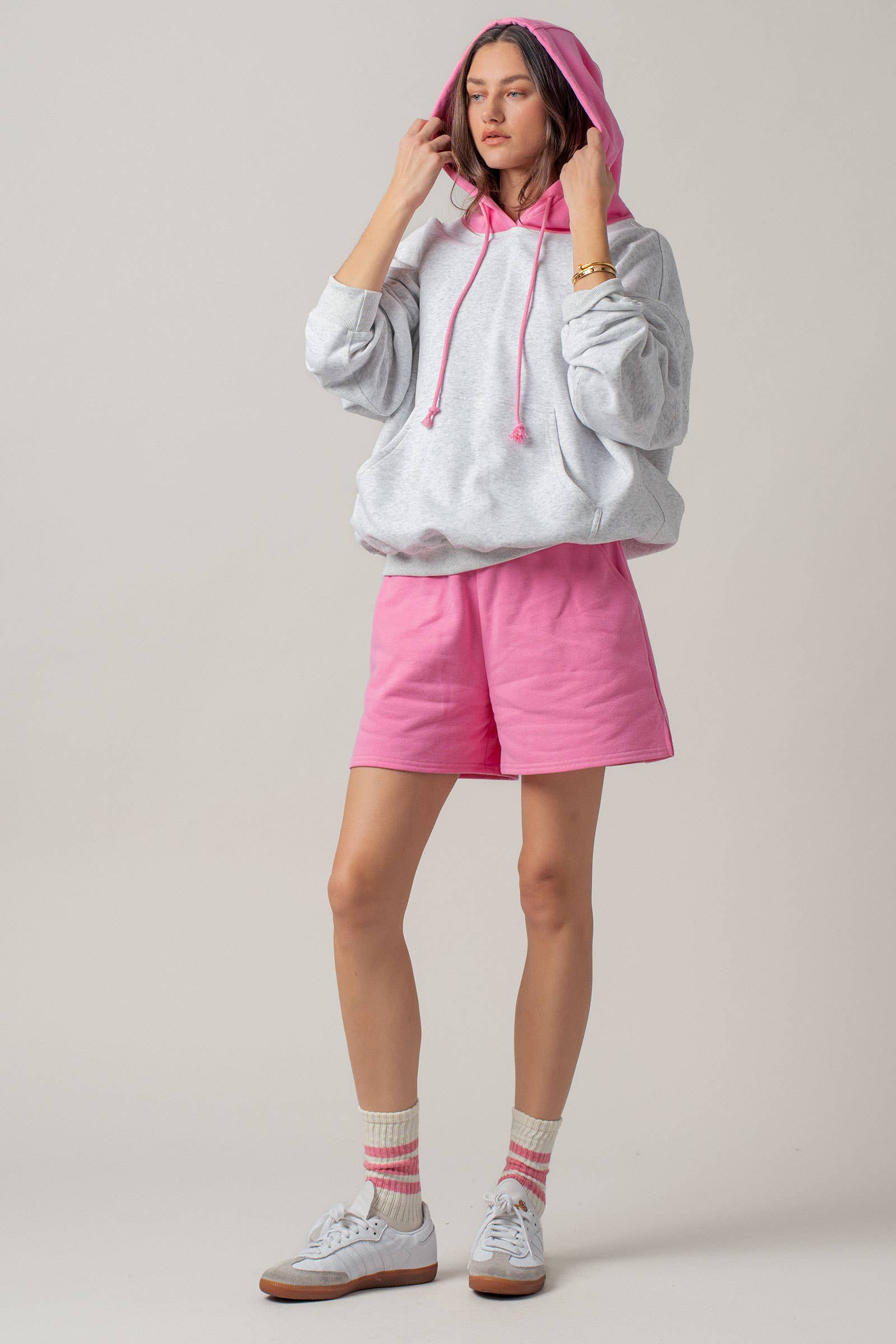 Urban Daizy Drawstring Sweat Shorts Side Slit Pink Shorts - Women's (UDZ-PT-00483) – alternate view 22