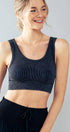 Urban Daizy Mineral Wash Ribbed Scoop Neck Crop Tank Top Black Tank Top - Women's (UDZ-TP-00275)