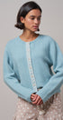 Elegant Wool Blend Cardigan with Lace Trim Detail in PASTEL BLUE - Women's Cardigans & Shrugs | Urban Daizy