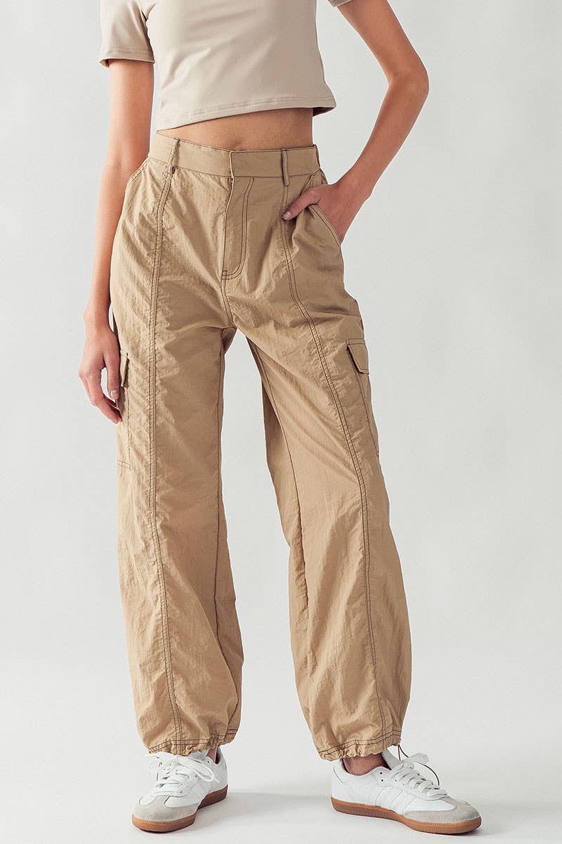Urban Daizy Technical Nylon Drawstring Cargo Jogger Pants Blue Pants - Women's (UDZ-AC-00158) – alternate view 6