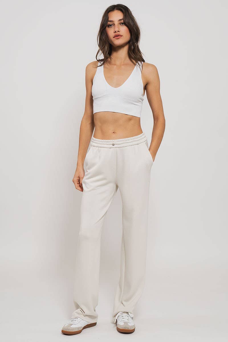 Mineral Wash V-Neck Rib Knit Bralette Top