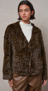 Leopard Print Faux Fur V-Neck Jacket in BROWN - Women's Jackets & Blazers | Urban Daizy