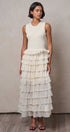 Tiered Ruffle Maxi Dress with Contrast Trim in IVORY - Women's Cocktail Dresses | Urban Daizy