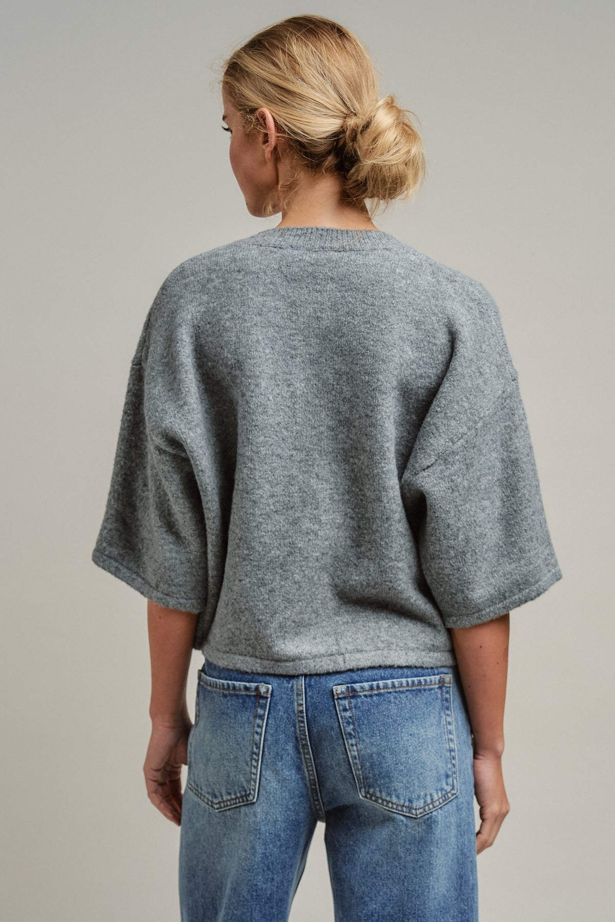 Soft Touch Elbow-Length Knit Cardigan in GREY - Women's Cardigans & Shrugs | Urban Daizy