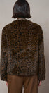 Leopard Print Faux Fur V-Neck Jacket in BROWN - Women's Jackets & Blazers | Urban Daizy