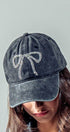 Urban Daizy Rhinestone Bow Embellished Baseball Cap Black Baseball Cap - Women's (UDZ-AC-00113)