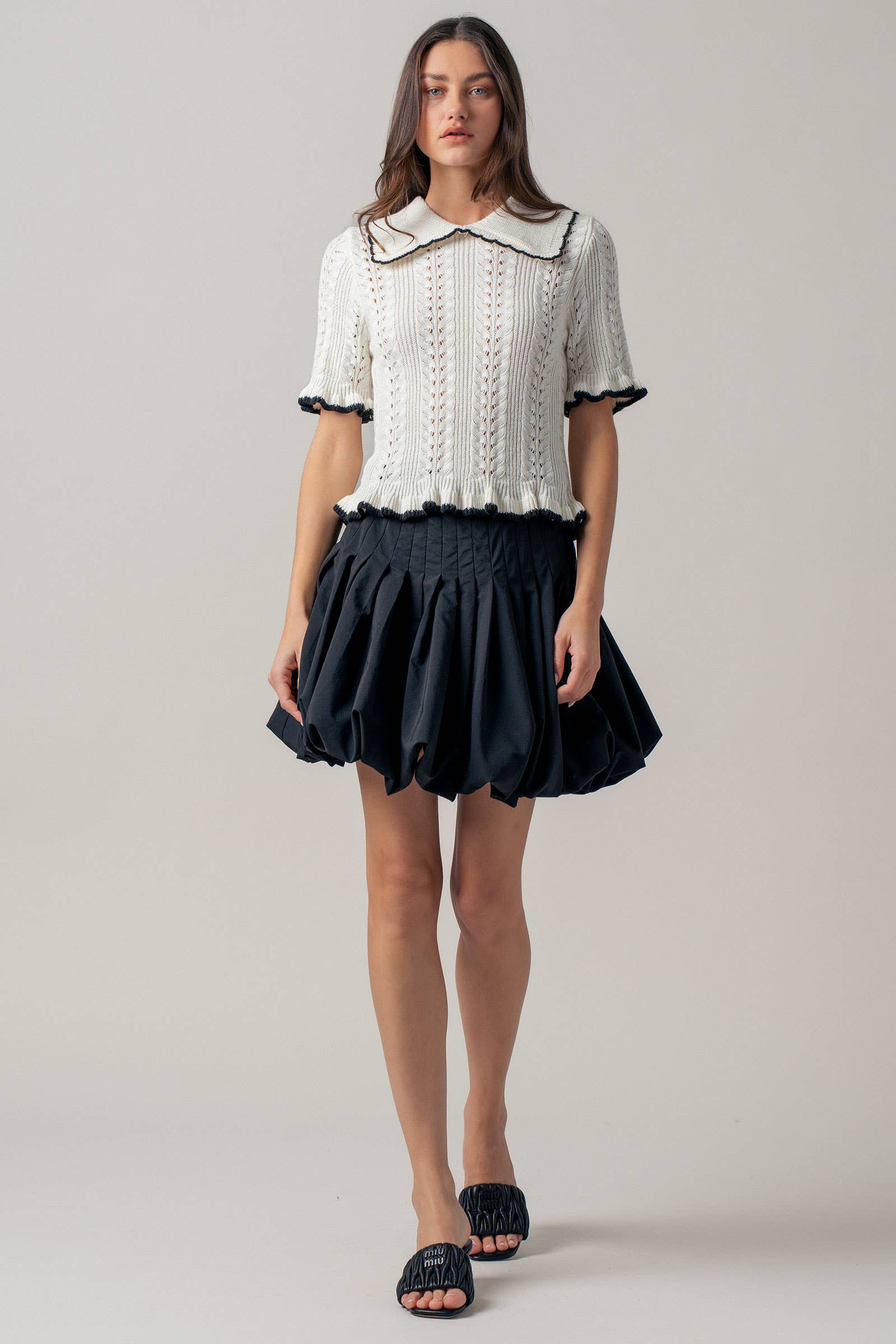 Crochet Knit Ruffled Top