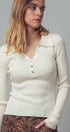 Urban Daizy Classic Fitted Ribbed Knit Polo Sweater Brown Knit Sweater - Women's (UDZ-KN-00657) – alternate view 3