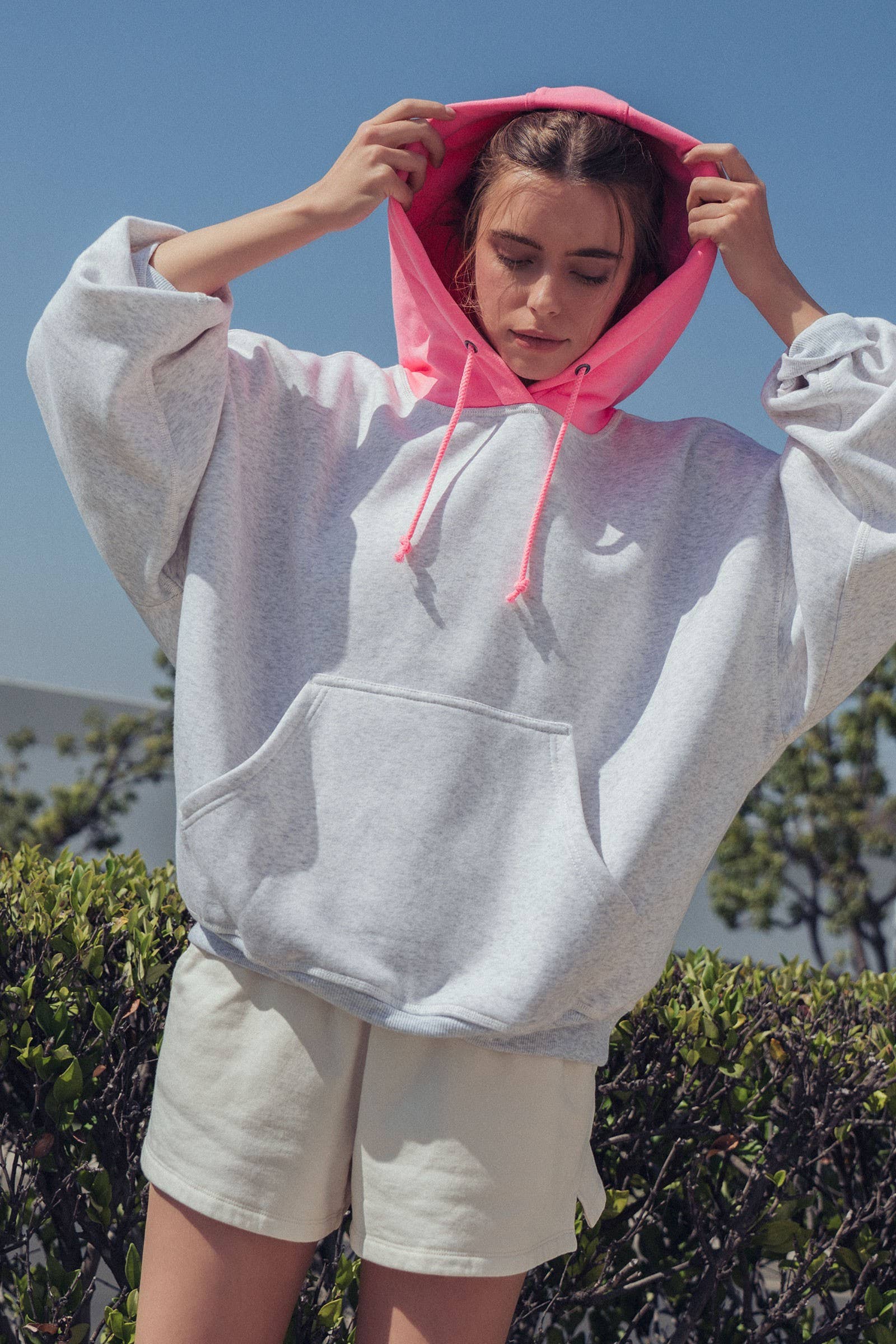 Contrast Hood Colorblock Pullover Hoodie