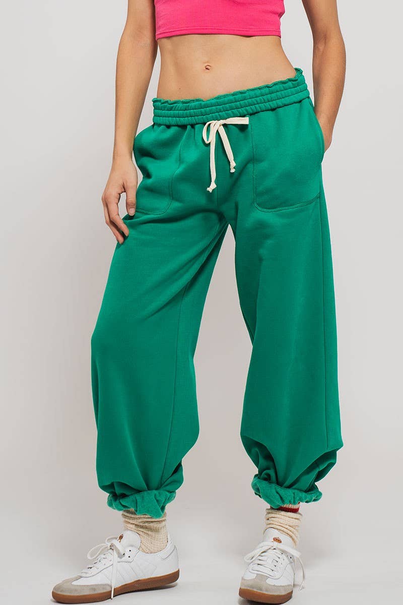 Urban Daizy Elastic Drawstring Cotton Sweatpant Green Lounge Sweatpants Joggers - Women's (UDZ-PT-00336)