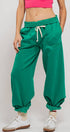 Urban Daizy Elastic Drawstring Cotton Sweatpant Green Lounge Sweatpants Joggers - Women's (UDZ-PT-00336)