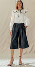 Urban Daizy Black Faux Leather Wide Leg Culotte Pants Black Pants - Women's (UDZ-PT-00490) – alternate view 4