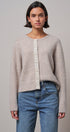 Elegant Wool Blend Cardigan with Lace Trim Detail in MOCHA - Women's Cardigans & Shrugs | Urban Daizy